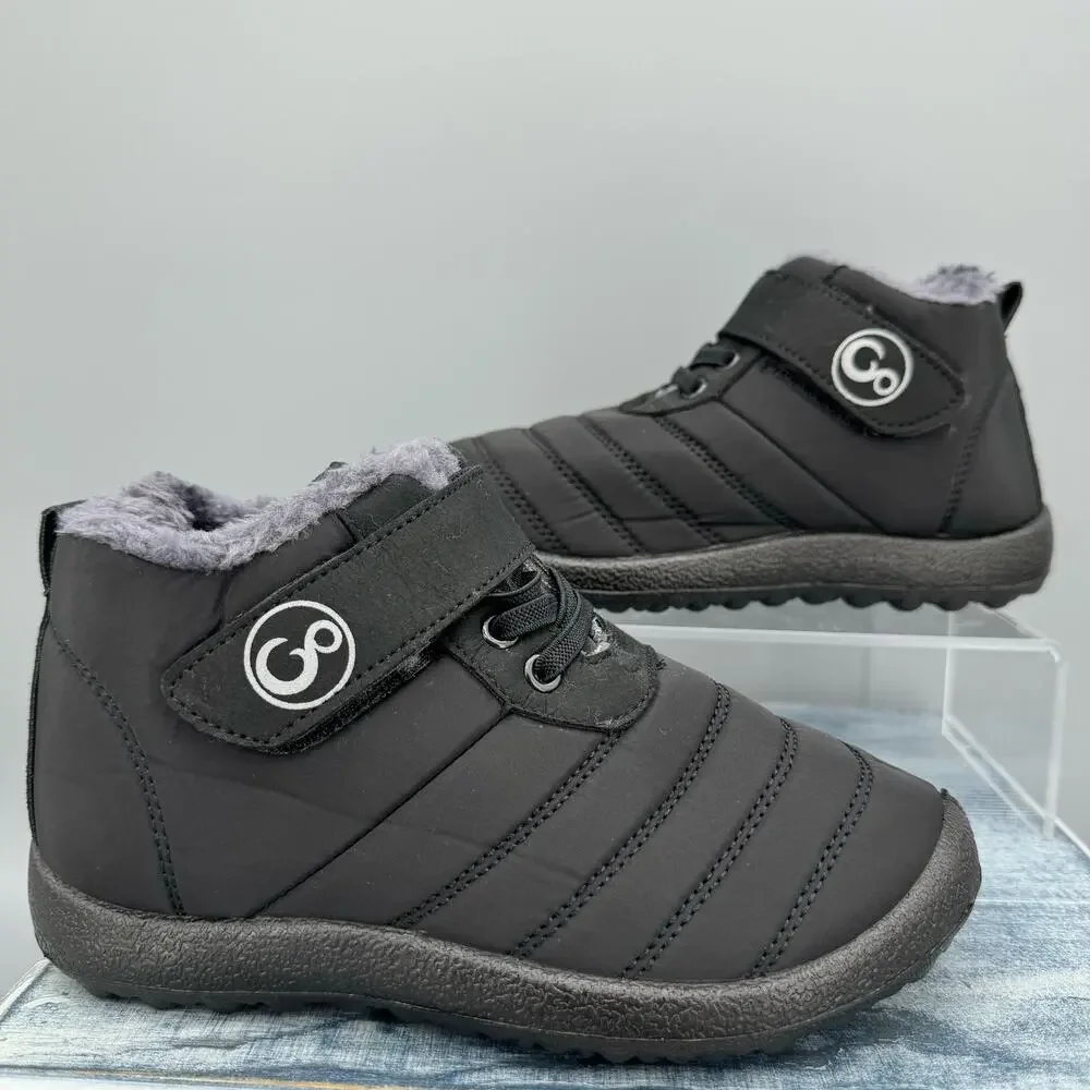 NEW Ablanczoom Boy’s Insulated Snow Boots Black Size 11.5